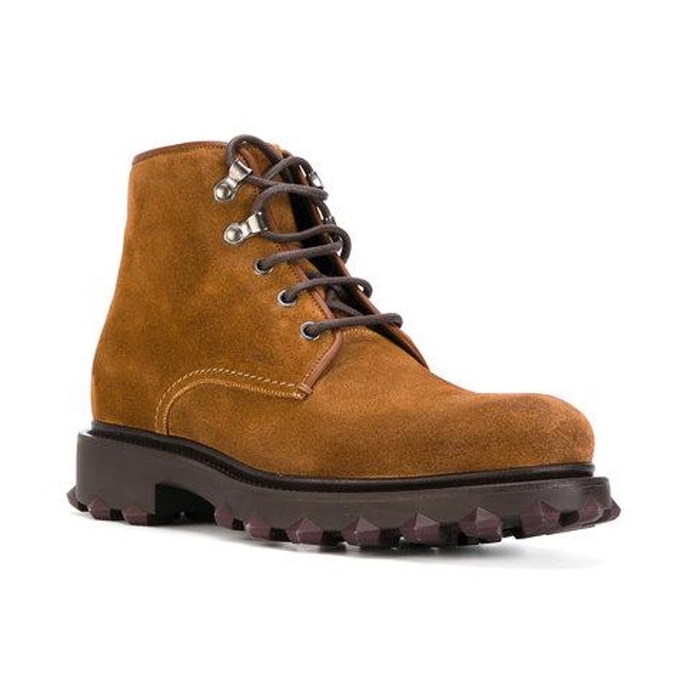 Salvatore Ferragamo "Denver" Suede Hiking Boots in Castoro Brown - Picture 1 of 11